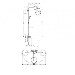 27222000 Croma 220 Showerpipe с однорычажным смесителем, поворотный держатель 400 мм, ½’