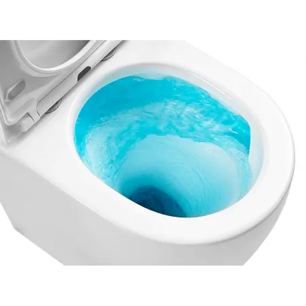 LEO TORNADO FLUSHING Унитаз напольный безободковый в комплекте с бачком и сиденьем микролифт, дюропласт, Размер: 595*360*820mm (2 места)