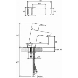 Смеситель для умывальника без донного клапана TD F 012.20 черный