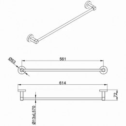 NESSY Полотенцедержатель трубчатый одинарный 60 см, хром