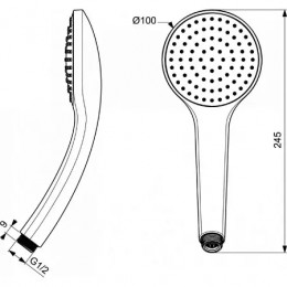 B9402XG IDEALRAIN SOFT M1 Легкоочищаемая (резиновые форсунки) 1-функциональная душевая лейка