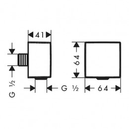 26455670 FixFit Square Шланговое подсоединение с клапаном обратного тока, матовый черный