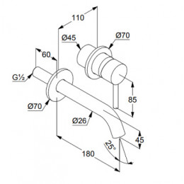KLUDI BOZZ Настенный смеситель для умывальника, черный матовый, арт. 382443976