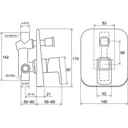 Смеситель встроенный с переключателем TD 061.00