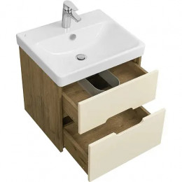 Оливия 55 Тумба Бежевый/Дуб веллингтон (БЕЗ УМЫВАЛЬНИКА "Адриана-55")