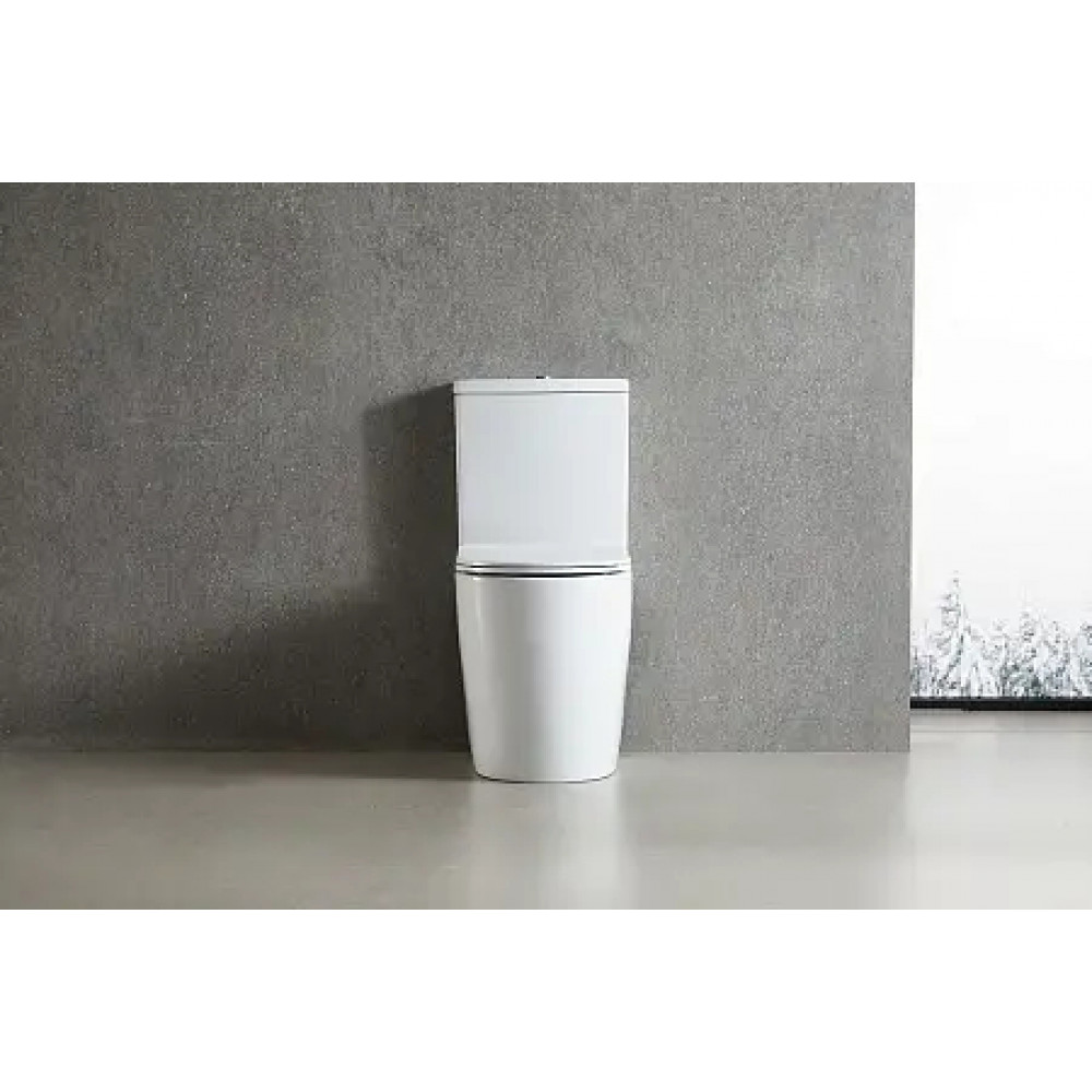 LEO TORNADO FLUSHING Унитаз напольный безободковый в комплекте с бачком и сиденьем микролифт, дюропласт, Размер: 595*360*820mm (2 места)