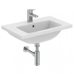 Ideal Standard i.life S Vanity раковина 61x39 см с отверстием под смеситель, с отверстием перелива, без крепежа. Узкая проекция - 38,5 см. Для монтажа
