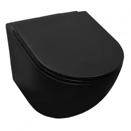 Сет LORANTO prestige Инсталляция + Azario Grado подвесной безободковый унитаз чёрный матовый в комплекте с сидением микролифт 490*370*360