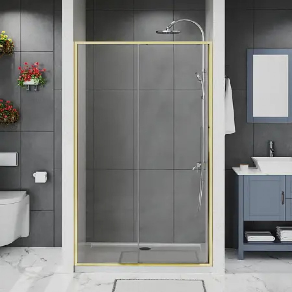 AZ-Y43-120-BGL-CL Душевое ограждение SHANGHAI DRO-120х195-BGL-CL, прозрачное стекло 6 мм, профиль брашированное золото