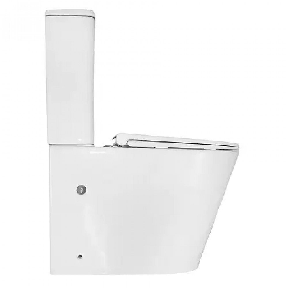 LANDER Унитаз напольный безободковый в комплекте с бачком и сиденьем дюропласт микролифт, смыв ТОРНАДО . Размер 630x350x795 мм (2 места)