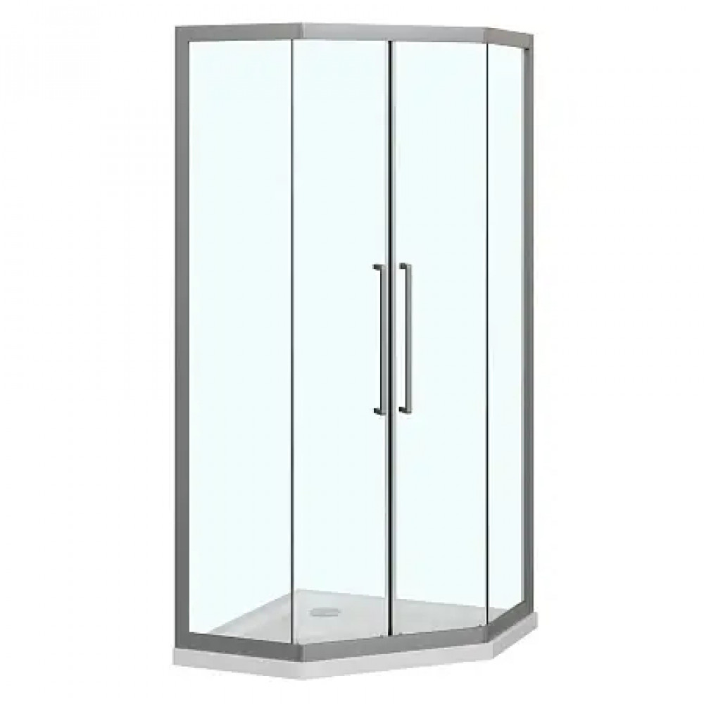 AZ-092K2-100-MGR-CL Душевое ограждение OSAKA DIA-TD-100х100х195-MGR-CL, прозрачное стекло 5 мм, профиль матовый графит, две двери сдвижные
