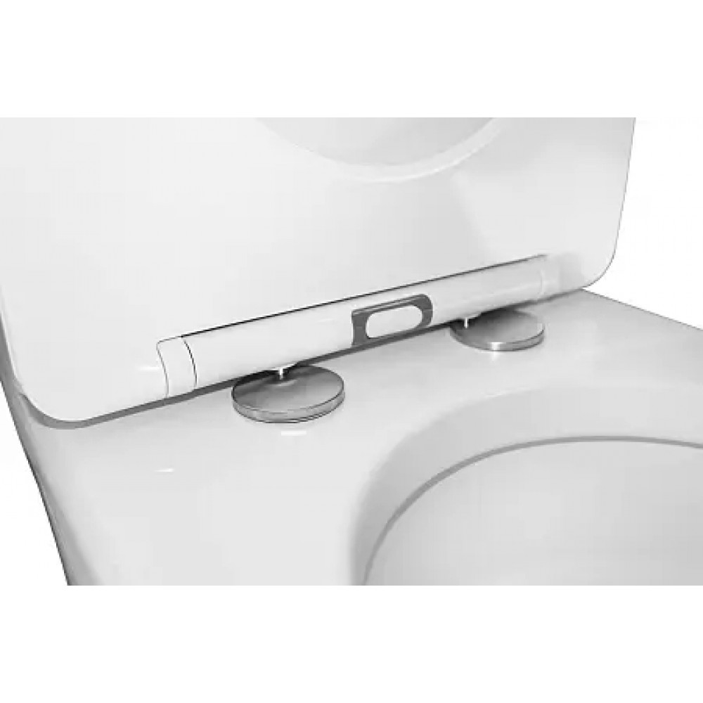 LEO TORNADO FLUSHING Унитаз напольный безободковый в комплекте с бачком и сиденьем микролифт, дюропласт, Размер: 595*360*820mm (2 места)