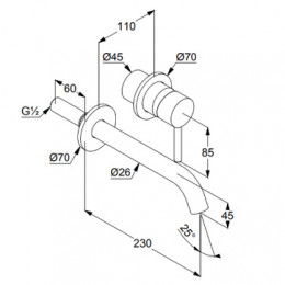KLUDI BOZZ Настенный смеситель для умывальника, черный матовый, арт. 382453976