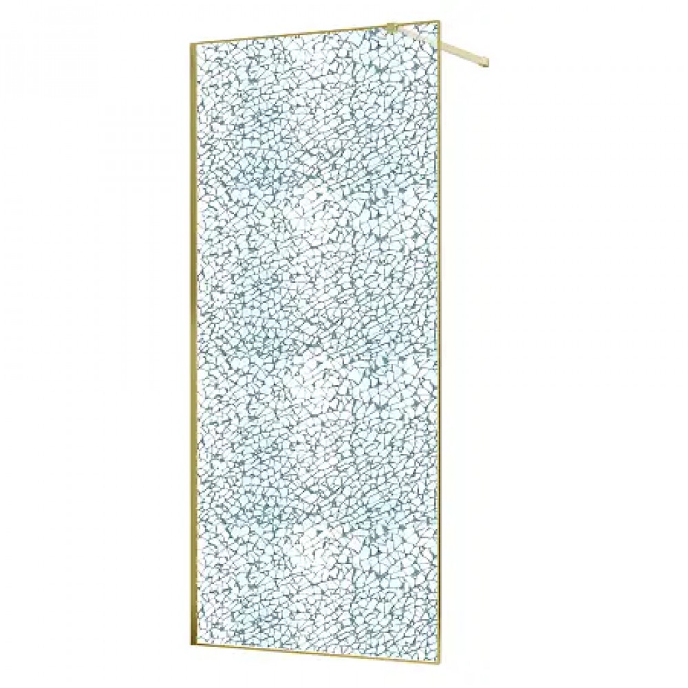 AZ-275-120-BGL-CBR Душевая перегородка Walk-in, 120x200-BGL-CBR, в рамке, Битое стекло, 4+5+4 мм, профиль брашированное золото