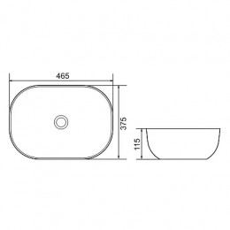 AZ-2185-M819 Раковина накладная мраморная  Размер:465x375x115 мм