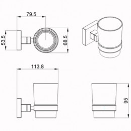 RINA Стакан стеклянный подвесной, хром