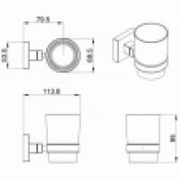 RINA Стакан стеклянный подвесной, хром