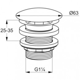 Сливной вентиль G 1 1/4 для умывальников без перелива, арт. 1042805-00