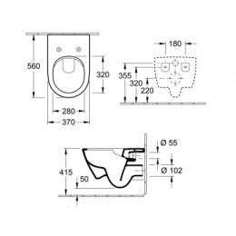 SUBWAY 2.0 Унитаз подвесной безободковый, горизонтальный выпуск, тонкое сиденье микролифт, Альпийский белый Ceramic Plus