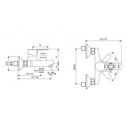 BA399AA VIDIMAHYPE Настенный смеситель для ванны/душа с керамическим переключателем