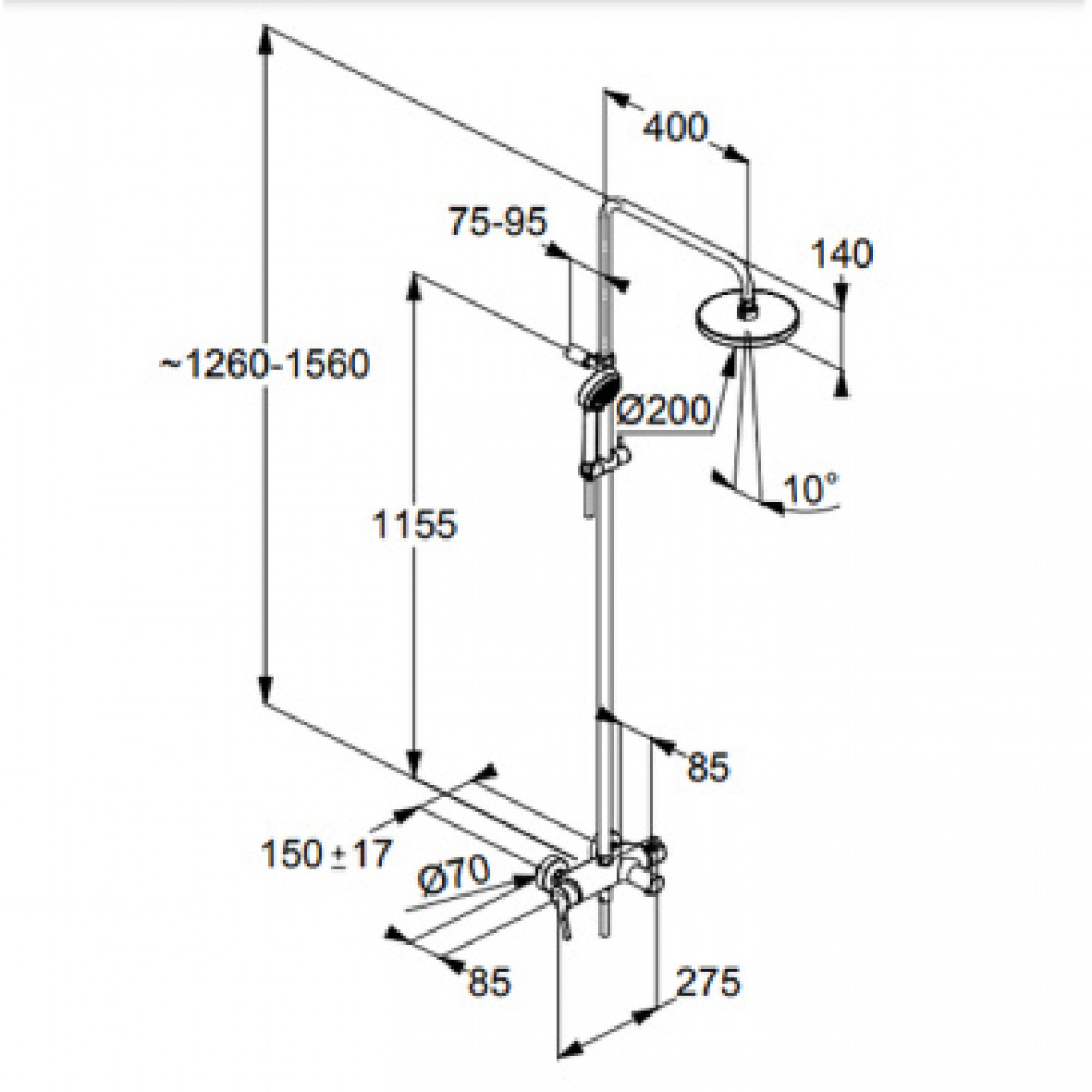 KLUDI LOGO DUAL SHOWER SYSTEM Душевая система со смесителем для ванны и душа, арт. 6808305-00