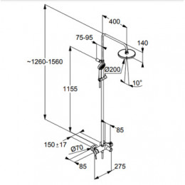 Душевая система со смесителем для ванны и душа, KLUDI LOGO DUAL SHOWER SYSTEM, 6808305-00