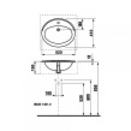 ADORA Раковина 520x410х185 мм врезная (сверху)