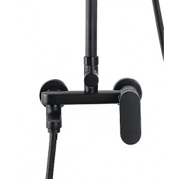 Душевая колонна с трехрежимной лейкой, со смесителем для ванны, с поворотным изливом, круглая, черная, Azario AZ-20BR ARIZONA ROUND