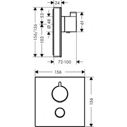 15735600 Термостат ShowerSelect Highflow с отдельным выводом для ручного душа, стеклянный, СМ