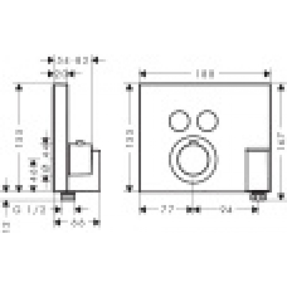 36712000 AXOR ShowerSelect Термостат для 2 потребителей, скрытого монтажа, квадратный, со шланговым
