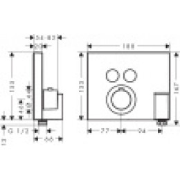 36712000 AXOR ShowerSelect Термостат для 2 потребителей, скрытого монтажа, квадратный, со шланговым