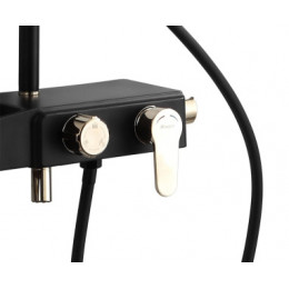 Душевая система с поворотным изливом, черный/золото, AZ-801-2