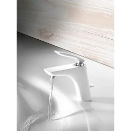 KLUDI BALANCE Однорычажный смеситель на умывальник, с донным клапаном, белый/хром DN 10, арт. 520239175