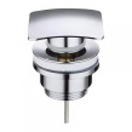 Донный клапан для умывальника  G 1 1/4 латунь, квадрат, ХРОМ, CLIC-CLAC, блистер, AZARIO, AZ-106-CHR