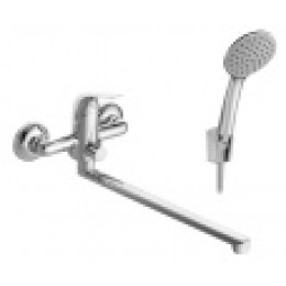 Смеситель Нико для ванны-душа с длинным изливом, с аксессуарами, хром