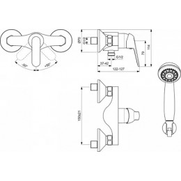 BA387AA VIDIMA FINE Настенный смеситель для душа, монтаж на стандартных эксцентриках