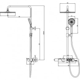 Душевая система с термостатом, хром, PIANO