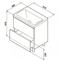 Комплект Тумба Stella 80/2Н дуб дымчатый (810*810*460) с раковиной Leon 7506-80 (2 места)