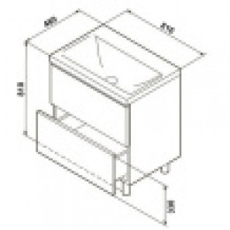 Комплект Тумба Stella 80/2Н дуб дымчатый (810*810*460) с раковиной Leon 7506-80 (2 места)