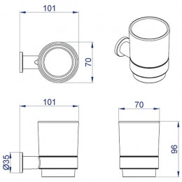 FORNY Стакан керамический подвесной, хром