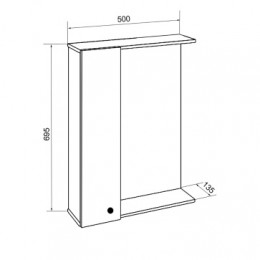 Зеркало-шкаф Моника 50 левый (500*695*135) без светильника