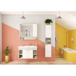 Флай 100 Зеркало-Шкаф белый, дуб крафт