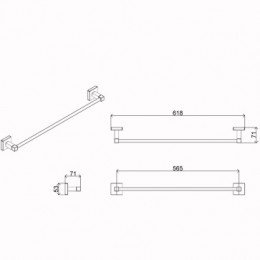 RINA Полотенцедержатель трубчатый одинарный 60 см, хром