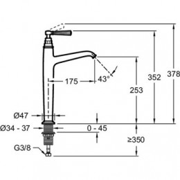 E24309-CP CLEO 1889 Высокий смеситель для раковины без д/к, хром