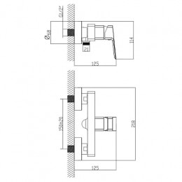 HARDCORE Смеситель для душа с полным душевым набором, хром