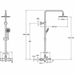 E97825RU-4-CP ALEO Колонна для ванны и душа со стандартным смесителем, верхним и ручным душем, Хром