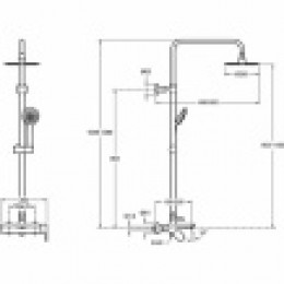 E97825RU-4-CP ALEO Колонна для ванны и душа со стандартным смесителем, верхним и ручным душем, Хром