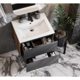 Сохо 60 Тумба Дуб Веллингтон/Графит софт (БЕЗ УМЫВАЛЬНИКА "Элина-60")