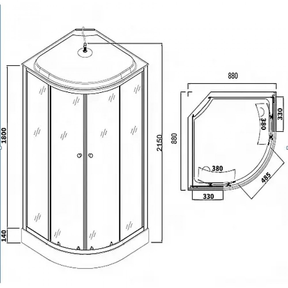 CS-881EA13TM/B-90 Душ. Кабина 900x900x2150 поддон 14 см