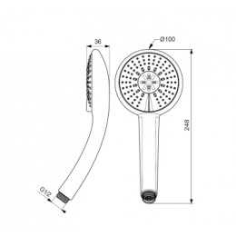 BA210AA Душевая лейка VIDIMA FRESH M 3-функциональная  100 мм